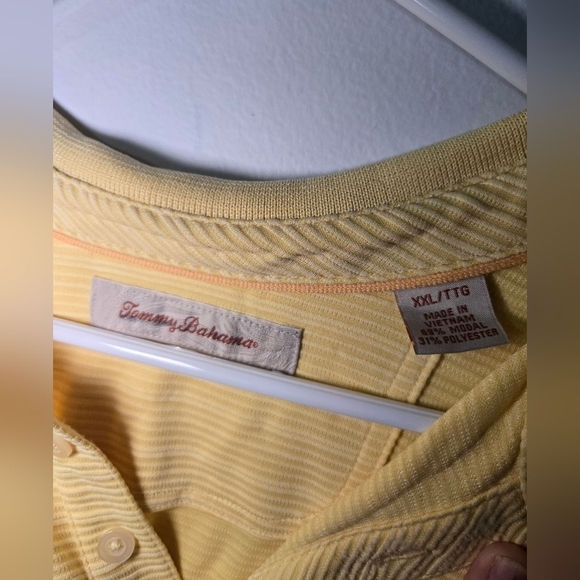 Tommy Bahama Polo Shirt Mens Size XXL Yellow Stripes Short Sleeve Collar 2XL - Picture 3 of 6
